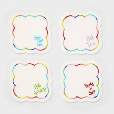 Pride Spill the Tea Embroidered Cocktail Napkins 4pc by Deal US
