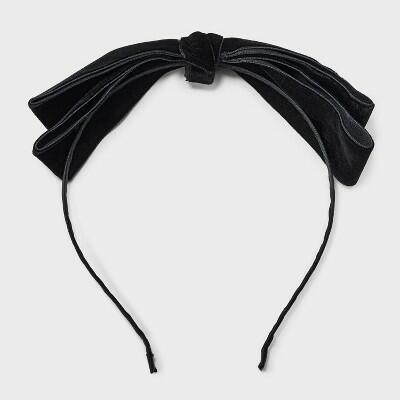 A New Day Velvet Bow Headband Black Eco-Friendly Velvet Metal Oval by Deal US