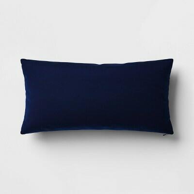 Threshold Outdoor Decorative Velvet Pillow Cover Navy Blue 12x24 by Deal US