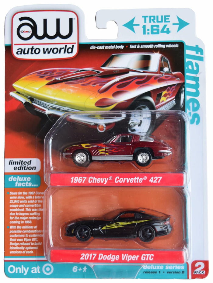 Auto World 1967 Chevy Corvette 427 & 2017 Dodge Viper GTC 1:64 2 Pack by Deal US
