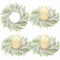 Daifunli 4 Pcs Wedding Candle Rings Pine Pampas Wreaths Small Christmas Decor by Deal US