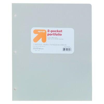 up&up 2 Pocket Plastic Folder Gray 3-Hole Punched Polypropylene 50 Sheet Cap by Deal US