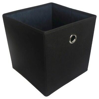 Room Essentials 11" Fabric Cube Storage Bin Black Foldable with Grommets by Deal US