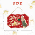 Funny Christmas Wood Door Sign Holiday Decor Welcome Front Door Hanging by Deal US