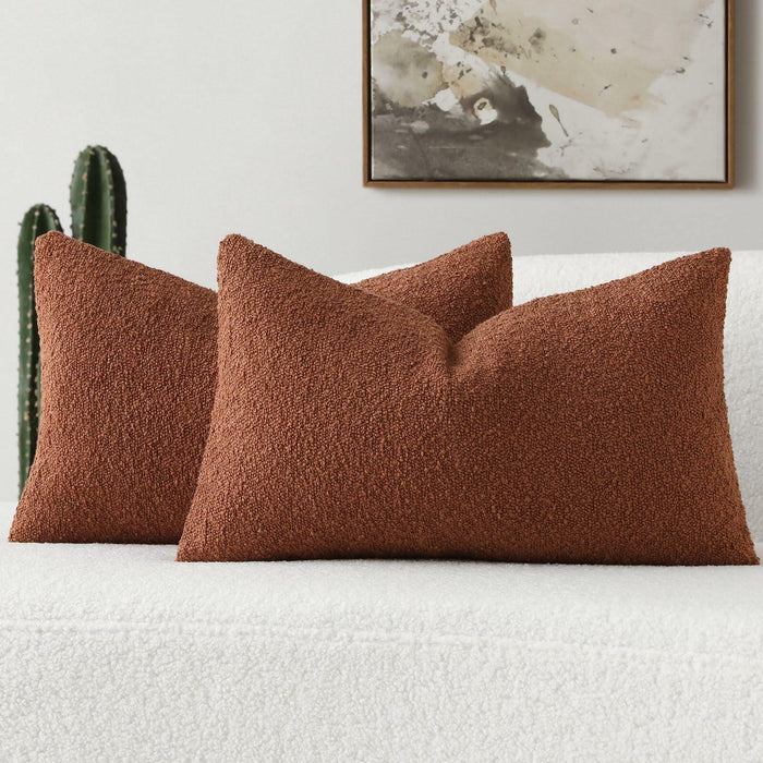 FUTEI Rust Decorative Throw Pillow Covers 12x20 Inch Pack of 2 Soft Cozy by Deal US