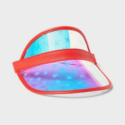 Sun Squad Adult PVC Stars Visor Red Size Adult by Deal US