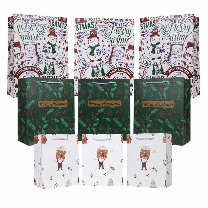 HSMOK Christmas Gift Bags Bundle Snowflakes Snowman Tree Santa Claus Set 1 by Deal US