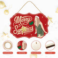 Funny Christmas Wood Door Sign Holiday Decor Welcome Front Door Hanging by Deal US