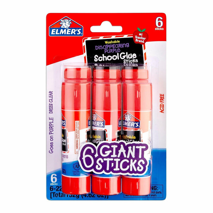 Elmer's Washable Disappearing Purple School Glue 6 Giant Sticks Pack by Deal US