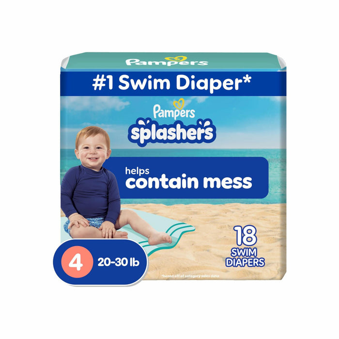 Pampers Swim Diapers Splashers Gap-Free Disposable Baby Swimming Pants Size 4 by Deal US