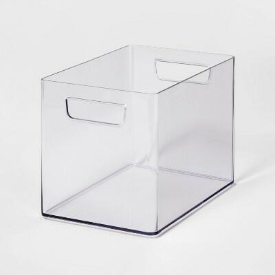Brightroom Medium Bathroom Organizer Bin Clear 6.5"H x 9"D x 6"W with Handles by Deal US