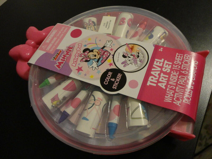 Disney Junior Minnie Mouse Travel Art Set Sheet Activity Pad Sticker Roll Crayon by Deal US