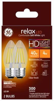GE 2-Pack 4W LED BM Bulb Dimmable Wet Location 320 Lumens B11 Shape by Deal US