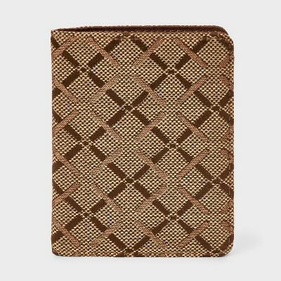 A New Day Passport Case Brown Plaid Jacquard Knit Recycled Polyester by Deal US