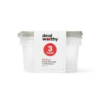 [Like New] Dealworthy Medium Rectangle Food Storage Containers 64 fl oz 3ct Clear White by Deal US