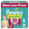 Pampers Swaddlers 360° Diapers White Leakproof Comfy Dry 17 Count Size 5
