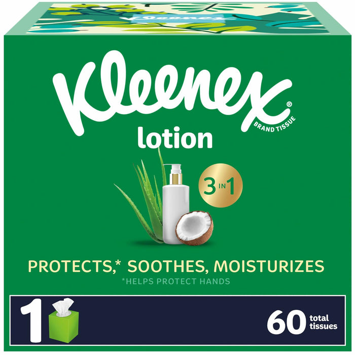 Kleenex Soothing Lotion Facial Tissues Coconut Oil Aloe Vitamin E 60ct 3-Ply by Deal US