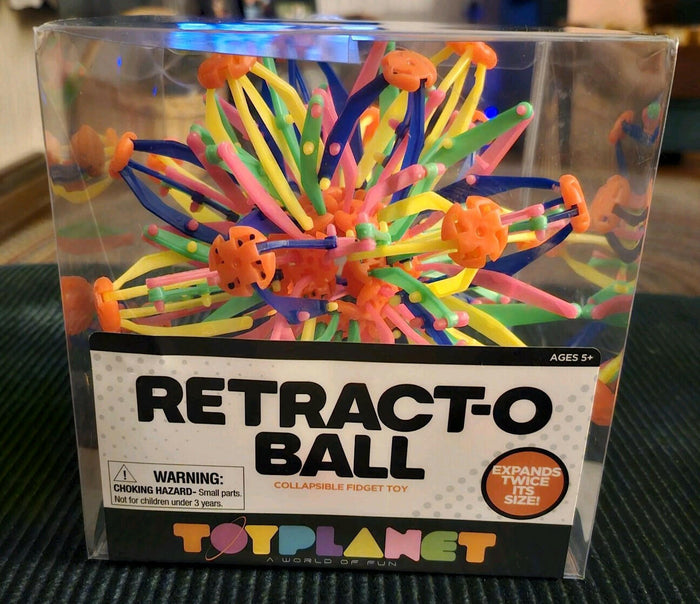 Open Box. ToyPlanet Retract-O Ball Collapsible Multi-Color Plastic Fidget Toy by Deal US