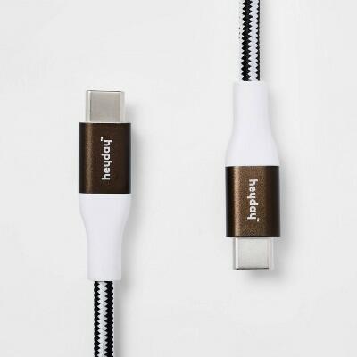 Heyday USB-C to USB-C Braided Cable 10ft Gunmetal Nylon Universal by Deal US