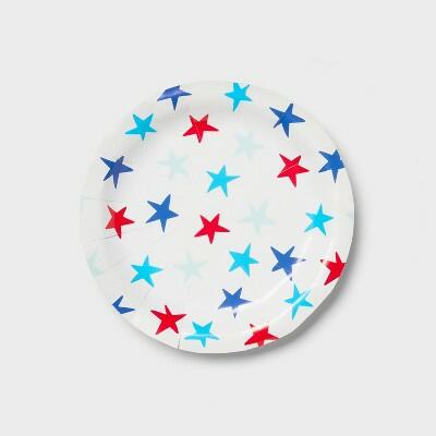 Sun Squad Disposable Plates 6.8x6.8 Red Blue Star 20ct by Deal US