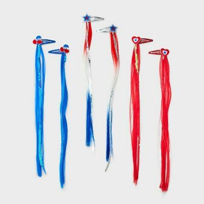 Cat & Jack Girls 6pk 4th of July Hair Clips Blue White Red Size One Size by Deal US