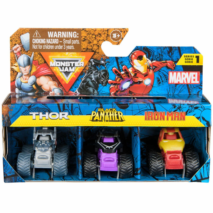 Monster Jam Marvel Mini Monster Truck 3-Pack Thor Black Panther Iron Man by Deal US