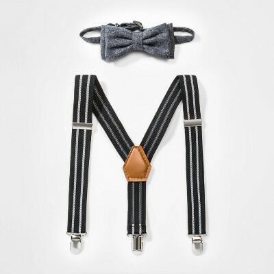 Cat & Jack Boys Suspender Set Black/Gray by Deal US