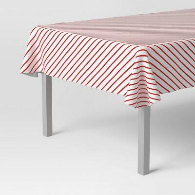 Wondershop Christmas Red Striped PEVA Vinyl Tablecloth 84x60 Rectangular by Deal US