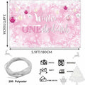 Winter Onederland First Birthday Banner Snowflake Backdrop 70.9x43.3 Pink by Deal US