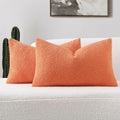 FUTEI Pack of 2 Orange Decorative Throw Pillow Covers 12x20 Inch Soft Cozy by Deal US