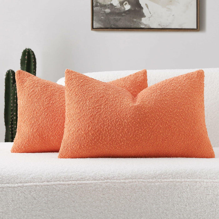 FUTEI Pack of 2 Orange Decorative Throw Pillow Covers 12x20 Inch Soft Cozy by Deal US