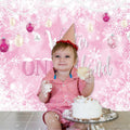 Winter Onederland First Birthday Banner Snowflake Backdrop 70.9x43.3 Pink by Deal US