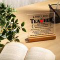 Afterprints Teacher Appreciation Acrylic Plaque with Wooden Base Thank You Gift by Deal US