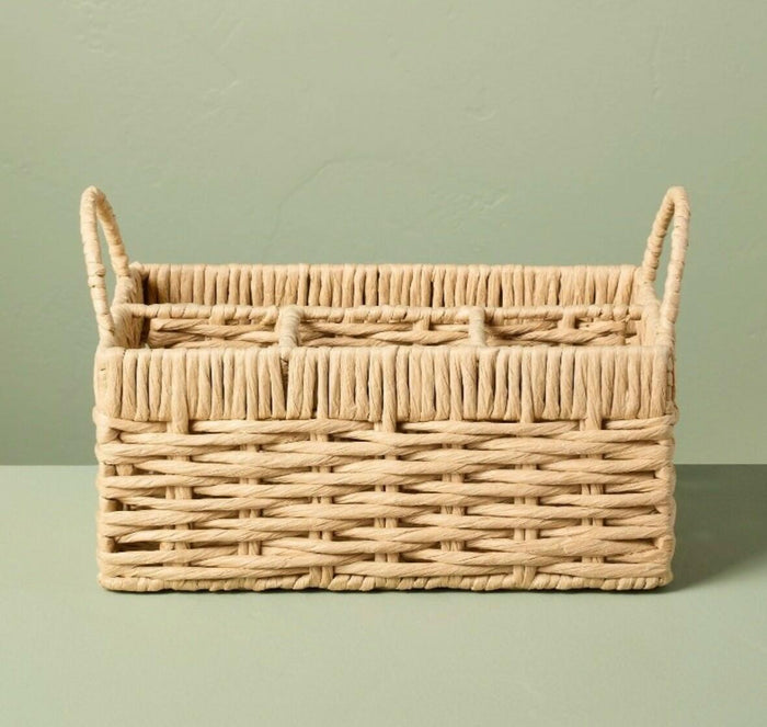 Woven Flatware Caddy Organizer Storage Basket 7x7.5x11.75 Paper Iron by Deal US