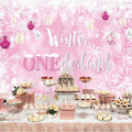 Winter Onederland First Birthday Banner Snowflake Backdrop 70.9x43.3 Pink by Deal US