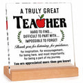 Afterprints Teacher Appreciation Acrylic Plaque with Wooden Base Thank You Gift by Deal US
