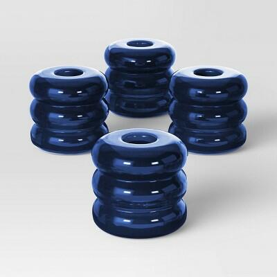 [Like New] Room Essentials Bubble Glass Taper Candle Holder Blue 4pk by Deal US