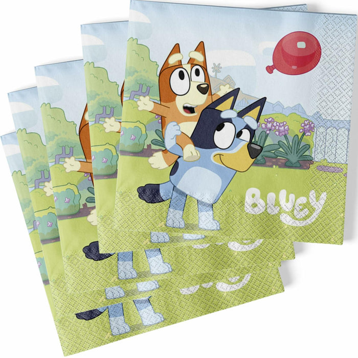 Unique Bluey Party Napkins 6.5 Inch 16 Count Multicolor Paper by Deal US