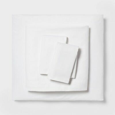 Room Essential King Easy Care Cotton Blend Sateen SheetSet White 225 TC OEKO-TEX by Deal US