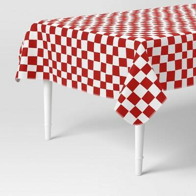 Room Essentials Checkered Tablecloth 84x60 Red White Gingham by Deal US