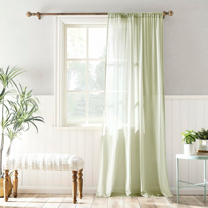 Archaeo Cotton Sheer Curtain 50x63 Moss Green 1 Panel by Deal US