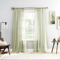 Archaeo Cotton Sheer Curtain 50x63 Moss Green 1 Panel by Deal US