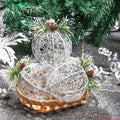 [Like New] ZHANYIGY Christmas Ball Ornaments 4pc Silver Pinecone Rattan String Size S by Deal US