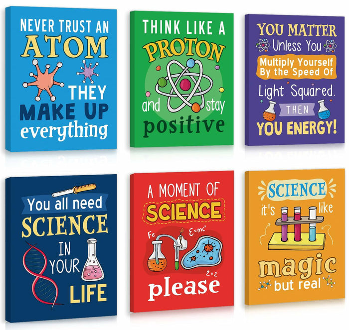 KAIRNE Science Classroom Signs Set of 6 12x16in Framed Chemistry Decor by Deal US
