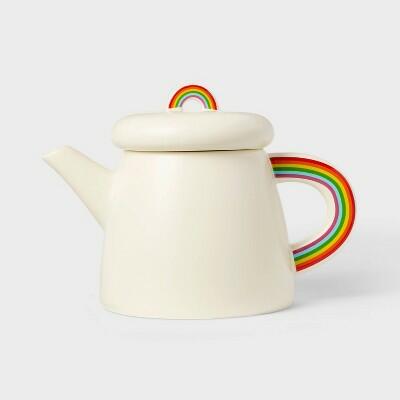Target Pride Spill The Tea Rainbow Ceramic Stoneware Teapot 35oz Cream by Deal US