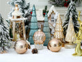 Jumbo Mercury Rose Gold Christmas Ornaments 6" Shatterproof Set of 2 by Deal US
