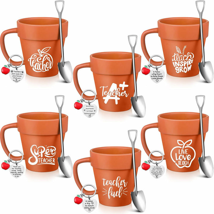 Nuogo Gardener 6 Set 11oz Ceramic Mug with Shovel Spoon Keychains by Deal US