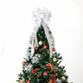 Handmade Christmas Tree Bow Topper Large Silver 27x12 Inches by Deal US