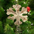 Cinnvoice Snowflake Christmas Tree Topper 11" Champagne Gold Glitter by Deal US