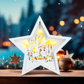 Rustic Wooden Christmas Reindeer Tree Topper Lighted Star 11x11 Inch by Deal US